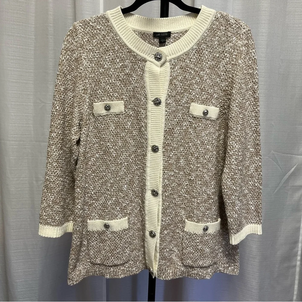J.Jill Wearever Contrast-Trimmed Sweater-Jacket NWT | size medium